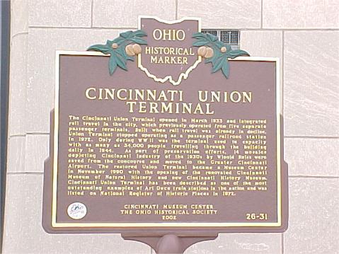 Historical marker outside of the Cincinnati History Museum